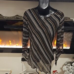 Rave Black and Gold Striped Blouse